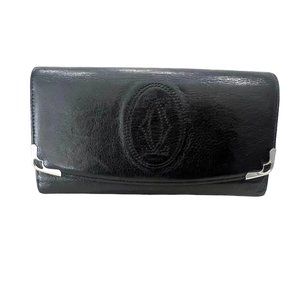 Cartier: Black Leather Double C Logo Long Wallet … - image 1